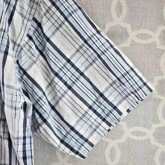 Jeep Blue Plaid Short Sleeve Button Down Men's Shirt L - Picture 4 of 10